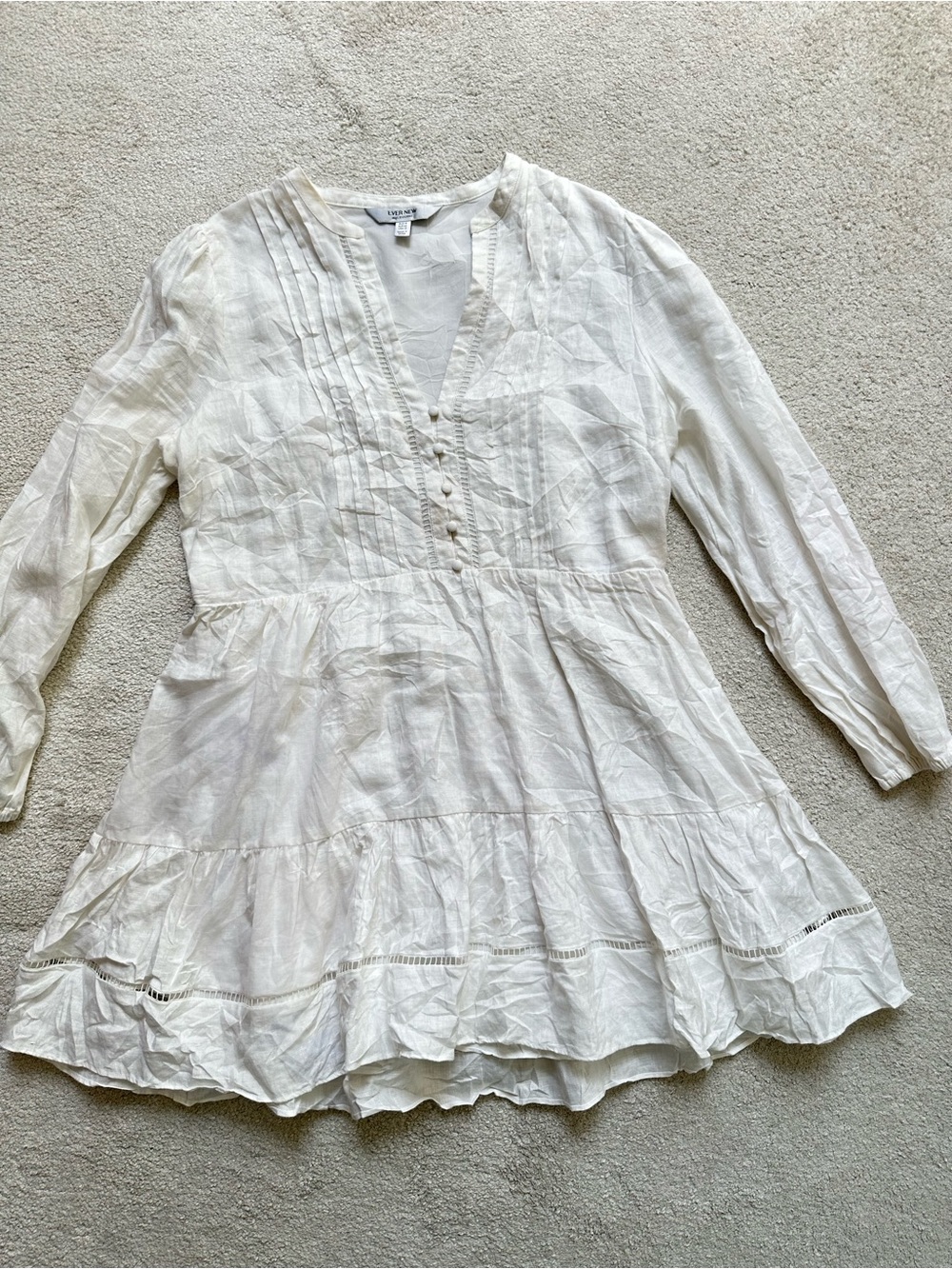 Ever New Cream V-Neck Tunic with Ladder Trim